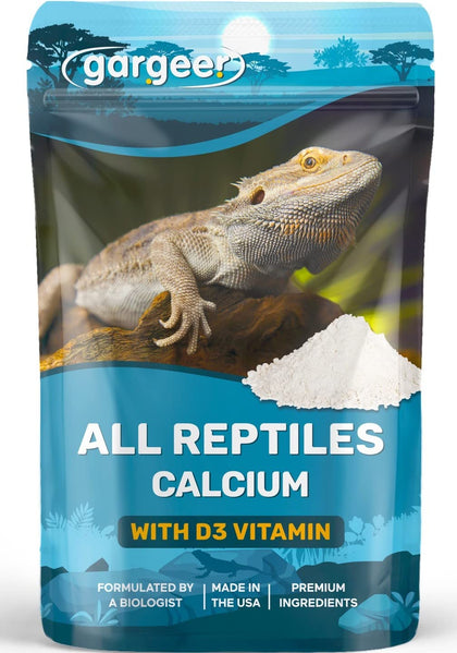 Gargeer 4oz All Reptile Calcium Powder with Vitamin D3, Phosphorus-Free, Ultrafine Powder, Pure Dust & Ready to Use for All Reptiles, Lizards & Amphibians Supplement. Made in The USA. Enjoy !