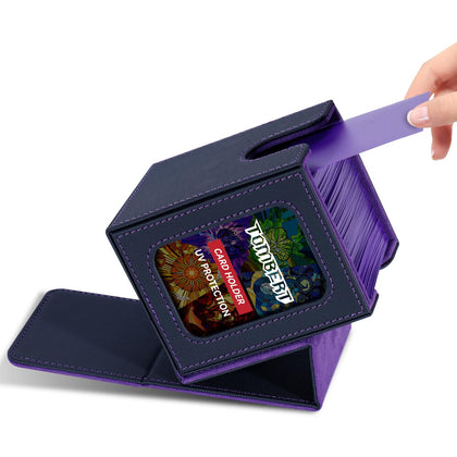 tombert Premium Deck Box Case for MTG Commander - Patented Design, Commander Display, As Deck Holder, Fits 100 Double-Sleeved Cards?black&purple?