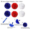 ZERODECO USA Party Supplies, Navy Blue Red Paper Fans Set Pom Poms Star Streamer Hanging Swirls USA Flag for 4th of July Day Patriotic Decorations Birthday Wedding Graduation Independence Day