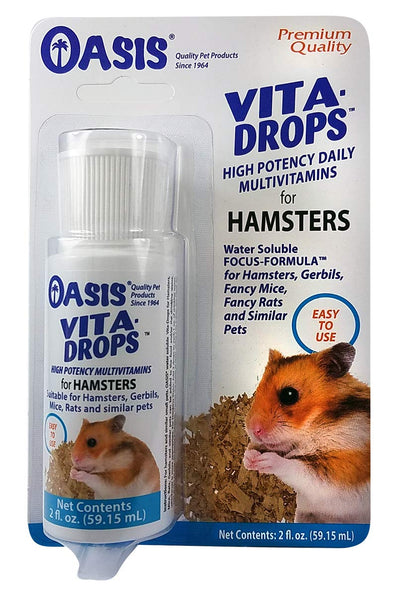 Oasis Hamster Vita-Drops All-in-1 Multivitamins - Daily Vitamin Supplement Supports Healthy Bones & Teeth, Joints & Digestion, Promotes Healthy Skin Coat, Orange Flavor, 2-Ounces