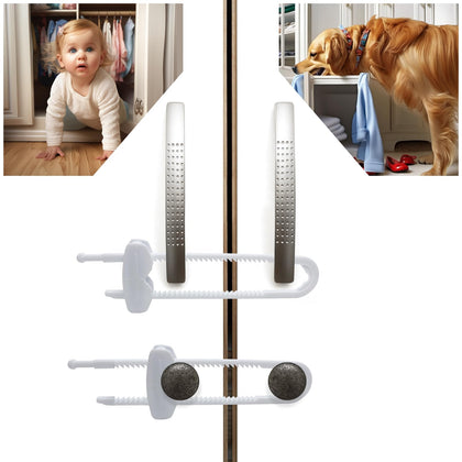 CHERUBCARE Cabinet Locks for Babies,6PCS Baby Proofing Cabinet Locks Adjustable U Shaped Child Safety Locks for Wardrobe,Kitchen,Bathroom,Drawer,Fridge,Cupboard Doors Knobs & Handles