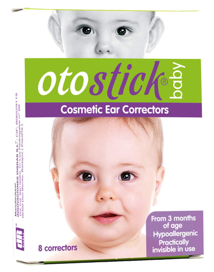 Otostick Baby - 8 Count Discreet Protruding Ear Corrector for Babies with Baby Cap - Orthopedic Baby Items for Correction of Large Ears from 3 Months