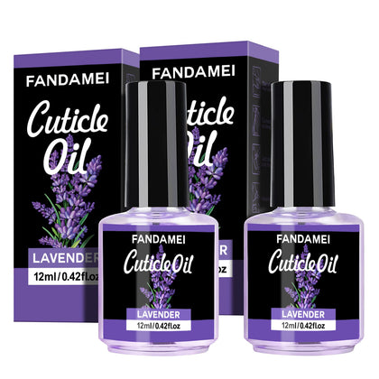 Fandamei Cuticle Oil, 2PCS Nail Cuticle Revitalizing Oil, Nail Cuticle Care Oil, Nourish and Moisturize Nails&Cuticles, Soothing and Strengthens Nails, Heals Dry Cracked Cuticles, Lavender, 0.42 oz.