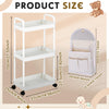 Barydat Baby Diaper Cart with Wheels and Handle 3 Tier Rolling Cart Diaper Organizer with Hanging Diaper Stacker Nursery Caddy Baby Organizer for Storage Baby Clothes, Wipes, Bibs, Changing Table Mats