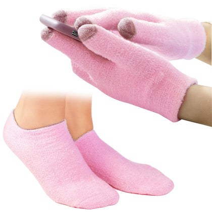 4PCS Touch Screen Moisturizing Gloves and Sock, Spa Moisturizing Therapy Sock?Glove, Soften Repairing Dry Cracked, Hands Feet Skin Care, Effective in Repair Dry and Chapped Hands and Feet Skin Care