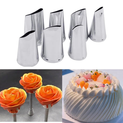 Suuker 7 Pcs Fondant Rose Nozzle Tips Set,Stainless Steel Cake Decorating Pastry Tools,Cake Decorating Supplies Baking Set Tools