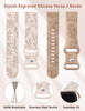 Minyee 2 Packs Floral Engraved Band Compatible with Fitbit Versa 2/Fitbit Versa/Versa Lite Bands Women, Cute Soft Silicone Sunflower Dandelion Sport Designer Fancy Summer Strap for Versa 2 Smart Watch