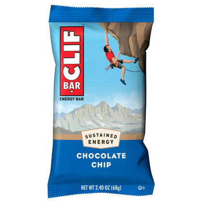 CLIF BAR - Chocolate Chip - Made with Organic Oats - Non-GMO - Plant Based - Energy Bar - 2.4 oz.