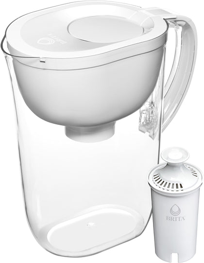 Brita Large Water Filter Pitcher for Tap and Drinking Water + 1 Standard Filter, Lasts 2 Months, 10-Cup Capacity, White