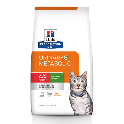 Hill's Prescription Diet c/d Multicare Stress + Metabolic, Urinary Stress + Weight Care Chicken Flavor Dry Cat Food, Veterinary Diet, 6.35 lb. Bag