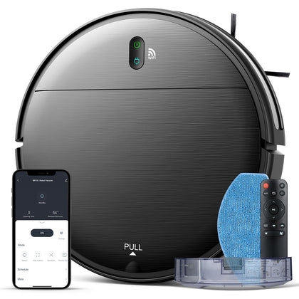 Robot Vacuum and Mop Combo, 2 in 1 Mopping Robot Vacuum Cleaner with Schedule, Wi-Fi/App/Alexa, 1400Pa Max Suction, Self-Charging Robotic Vacuum, Slim, Ideal for Hard Floor, Pet Hair, Low-Pile Carpet