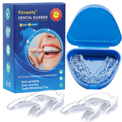 Firrenty Mouth Guard for Moldable Mouth Guard for Clenching Teeth at Night Professional Mouth Guard Bpa-Free Night Guards for Teeth Grinding 2 Sizes Pack of 4 Upgraded Mouth Guard for Grinding Teeth