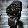 CRRJU Watches,Men's Minimalist Fashion Simple Wrist Watch Analog Date with Mesh Strap Gold/Black