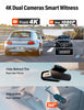 Dash Cam Front and Rear 4K Built in 5GHz WiFi, Dual Dash Cam Front 4K Rear 1080P Hidden Dash Camera for Cars, Free 64GB SD Card, Super Night Vision, Supercapacitor, Parking Mode, G-Sensor, USB C Port