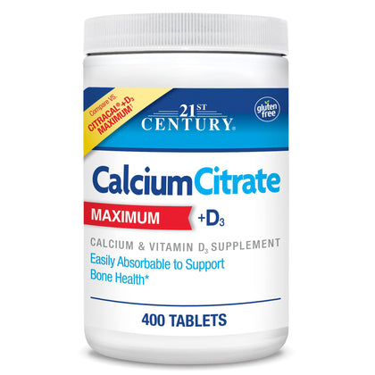 21st Century Vitamins Calcium Citrate Plus D3 Maximum Tablets, 400 Count