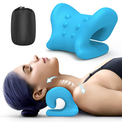 Octifie Odorless Neck Stretcher for Neck Pain Relief, Ergonomic Neck Cloud Cervical Traction Device Chiropractic Pillow for Spine Alignment, Neck and Shoulder Relaxer for TMJ Headache Muscle Tension
