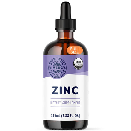 Vimergy Organic Liquid Zinc, 57 Servings - Alcohol Free Zinc Sulfate - Supports Immune Health & Metabolism - Antioxidant - Gluten-Free, Non-GMO, Kosher, Vegan & Paleo Friendly (115 ml)
