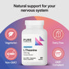 Pure Formulas L Theanine Supplement 100 mg, L-Theanine Supports Stress Levels, Relaxed State, Mood, Sleep, Dairy Free, Soy Free, Non-GMO 60 Vegetarian Capsules