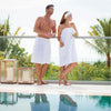 Boca Terry Womens Spa Wrap - 100% Cotton Spa, Shower, Bath and Gym Towel w Snaps, Towel Wrap for Women, White, Medium/Large