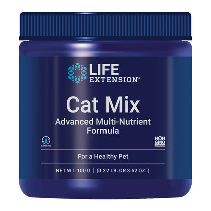 Life Extension Cat Mix - For Heart, Kidney & Pancreatic Function + Gut Health -with Vitamins & Essential Nutrients - Formula For Kitty - Gluten-Free, Non-GMO - Net Wt.100 Grams (85 Servings)