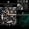 OLEVS Mens Square Multifunction Analog Watch Leather Trendy Calendar Black Leather Square Watch Classic Best Black Leather Quartz Watches for Men