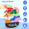 ACOUCB Wooden Dinosaur Stacking Toys for Kids 3-5, 11pcs Sensory Montessori Toys, Balance Competition Game for Family Classroom, Birthday Gift for Boys Girls
