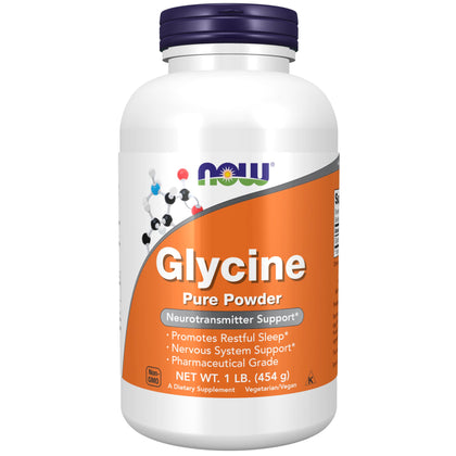 NOW Supplements, Glycine Pure Powder, Promotes Restful Sleep*, Neurotransmitter Support*, 1-Pound