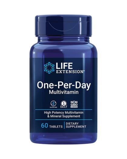 Life Extension One-Per-Day Multivitamin - Packed with Over 25 Vitamins, Minerals & Plant Extracts, Quercetin, 5-MTHF Folate & More - 1-Daily, Non-GMO, Gluten-Free - 60 Tablets