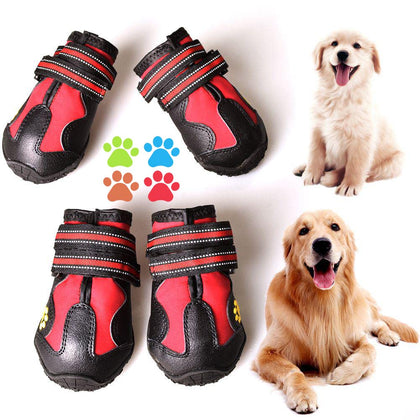 CovertSafe& Dog Boots for Dogs Non-Slip, Waterproof Dog Booties for Outdoor, Dog Shoes for Medium to Large Dogs 4Pcs with Rugged Sole Black-Red, Size 6: ?2.9''x2.5'')(L*W) for 52-70 lbs