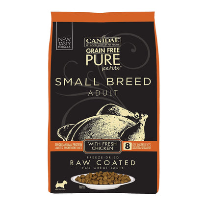 CANIDAE PURE Petite Freeze-Dried raw coated Recipe with Real Chicken Dog Dry 4 lbs.