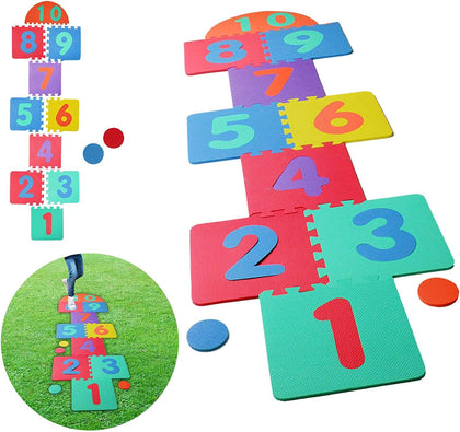 Hopscotch Playmat Foam Interlocking Puzzle Floor Mat - 10 Large Number Tiles (12
