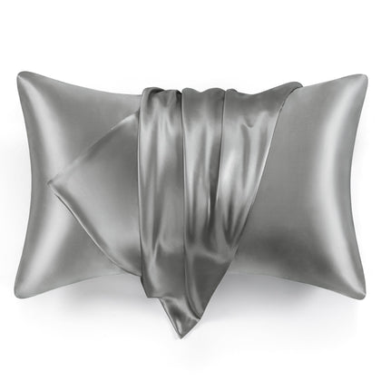 Love's cabin Silk Satin Pillowcase for Hair and Skin (Dark Gray, 20x30 inches) Slip Pillow Cases Queen Size Set of 2 - Satin Cooling Pillow Covers with Envelope Closure