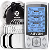 AUVON Dual Channel TENS EMS Unit 24 Modes Muscle Stimulator for Pain Relief, Rechargeable TENS Machine Massager with 12 Pads, ABS Pads Holder, USB Cable and Dust-Proof Storage Bag