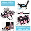 CUSSIOU Cat Carrier Dog Carrier Pet Carrier Airline Approved for Small Dogs Medium Cats Puppies Under 15 Lbs, Pink Cat Carrier with Reflective Strip, Collapsible Soft Sided Dog Travel Carriers - Pink