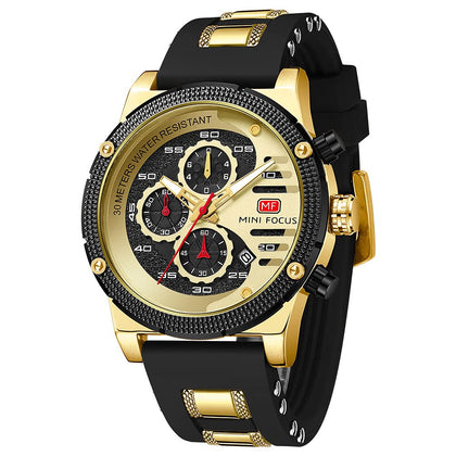 AIMES Mens Watches Chronograph Casual Leather Watch Analog Quartz Movement Stylish Sports Designer Wrist Watch 30M Waterproof Elegant Gift Watch for Men