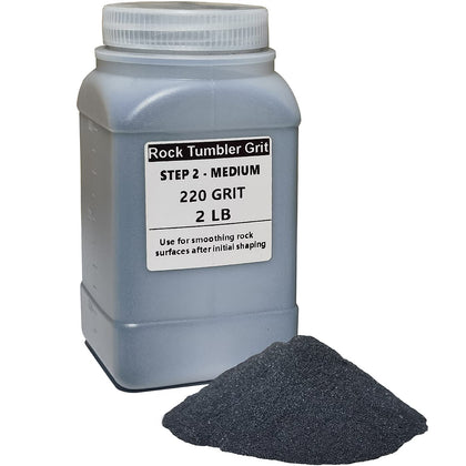 2 lbs Rock Tumbler Grit for Step 2 Tumbling Stones, Tumbler Media Grit,Rock Polishing Grit Media, Works with Any Rock Tumbler, Rock Polisher, Stone Polisher,Medium 220# Silicon Carbide Grit