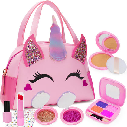 Officygnet Play Purse for Little Girls, Princess Pretend Play Girls Toys for 3 4 5 6 Year Old, Toddler Purse with Pretend Makeup Kit, Christmas Birthday Unicorn Party Gifts for Girls Ages 3-5 4-5 6-8