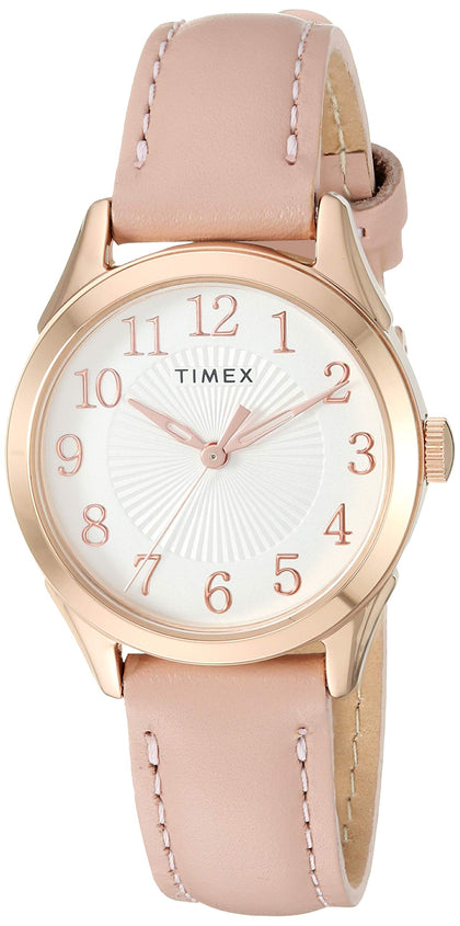 Timex Women's TW2T66500 Briarwood 28mm Pink/Rose Gold Genuine Leather Strap Watch