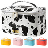 Cute Makeup Bag Small Cosmetic Bags for Women Ladies Medium Pouch Toiletry Bag PU Waterproof Organizer (Cow)