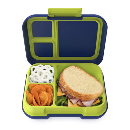Bentgo® Pop - Bento-Style Lunch Box for Kids 8+ and Teens - Holds 5 Cups of Food with Removable Divider for 3-4 Compartments - Leak-Proof, Microwave/Dishwasher Safe, BPA-Free (Navy Blue/Chartreuse)