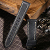 REZERO Handmade Genuine Leather Watch Band, 20mm Leather Watch Straps Smart Watchbands/Wristbands for Men Women, Black Band with Black Pin Buckle