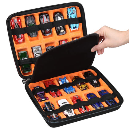 Mchoi Shockproof Carrying Case for Hot Wheels 20 Cars, Toy Car Organizer for Your Matchbox Cars Storage, Case Only