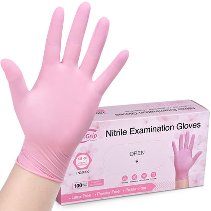 SwiftGrip Pink Nitrile Exam Gloves, 3-mil, Small, 100-ct Box, Powder-Free, Latex-Free, Medical Grade Gloves for Cleaning & Esthetician