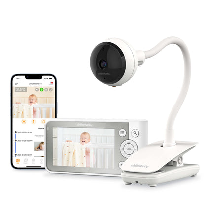 Chillax Giraffe Pro Smart Baby Monitor - WiFi Baby Monitor with Full HD 1080p Camera and 4.3 Video Parent Unit, Privacy Protection Switch, Auto Dimming LED, Gooseneck, 2-Way Audio, Night Vision
