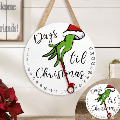 DAZONGE Christmas Decorations Welcome Sign | 2023 Christmas Countdown Advent Calendar for All Ages | 12'' Wooden Christmas Wreath with Easel for Door Wall Mantel Decor | Christmas Decor