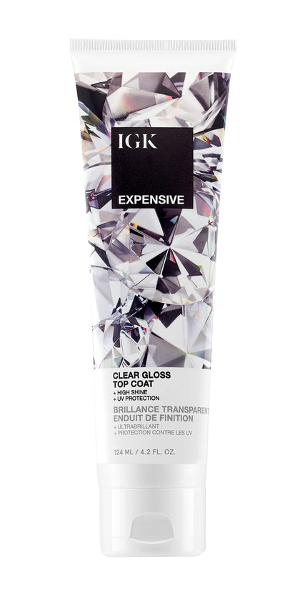 IGK EXPENSIVE Clear Gloss Top Coat | Shine + Strengthen + Smooth | Vegan + Cruelty Free | 4.2 Oz