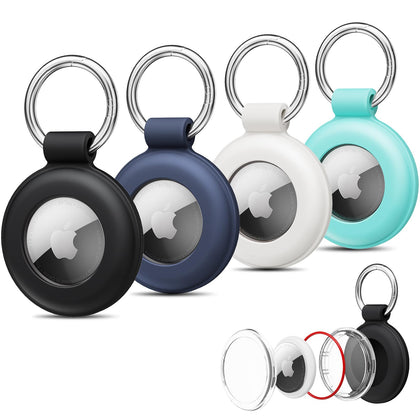 4 Pack Waterproof Airtag Holder Case, Silicone Airtag Keychain for Apple Air Tags, AirTags Key Holder with Airtag Case, GPS Cases Item Finders Accessories
