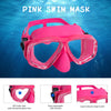 Swimming Mask Silicone Swim Goggles with Nose Cover Adult Youth Scuba Dive Goggles Snorkel Mask Snorkeling Gear Triathlon Spearfishing Mask (Rose)