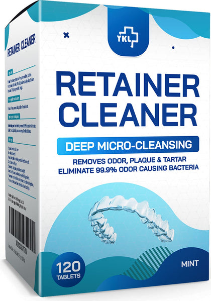 Retainer & Denture Cleaner Tablets - 4 Months Supply (120 pcs) Dental Retainers for Aligner - Mouth & Night Guards - False Teeth Whitening - Removes Odor & Plaque (120 Pcs)