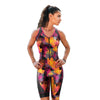 SLS3 Triathlon Suit Women - Premium SFX Material & Fit Trisuit Women - One Piece Female Tri Suit - Womens Triathlon Suits, Padding for Swimming, Cycling & Running (Black/Sunrise Blooms, Medium)